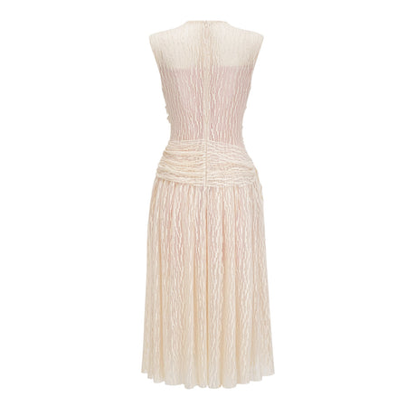 Aurohaya Cynthia Neutrals 3D Petal Textured Midi Dress