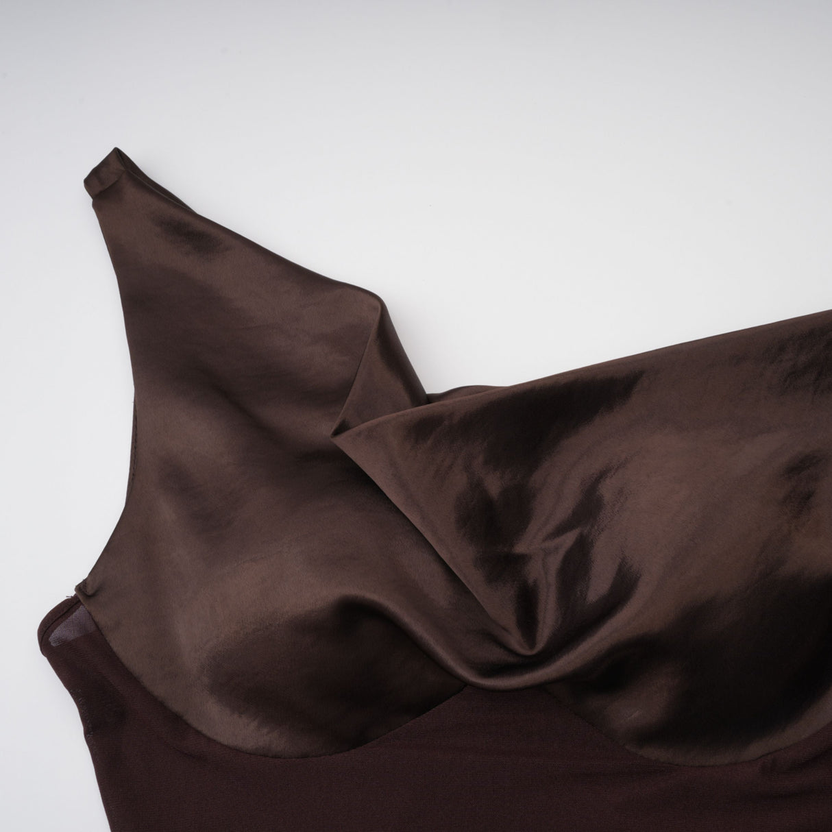 Aurohaya Pernilla Brown One Shoulder Satin Mini Dress