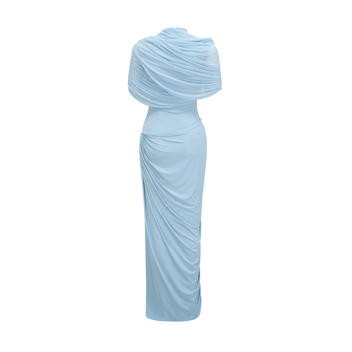 Aurohaya Catherine asymmetrical pleated maxi dress in Baby-blue