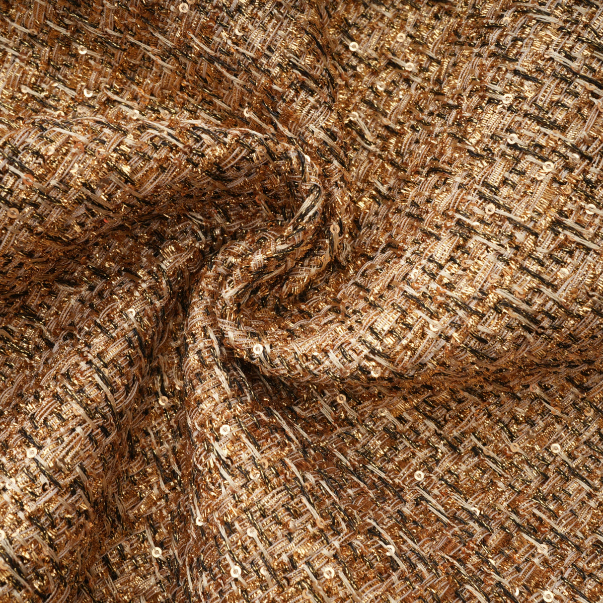 Aurohaya Arna Gold Sweetheart Neckline Tweed Mini Dress