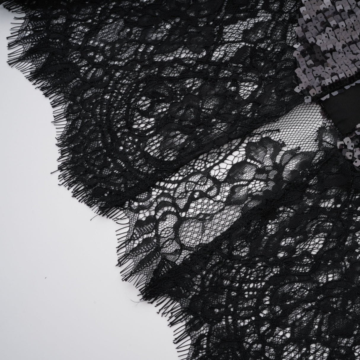 Aurohaya Ava Black Lace Panel Sequined Maxi Dress