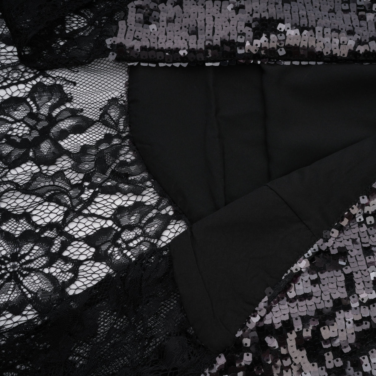 Aurohaya Ava Black Lace Panel Sequined Maxi Dress