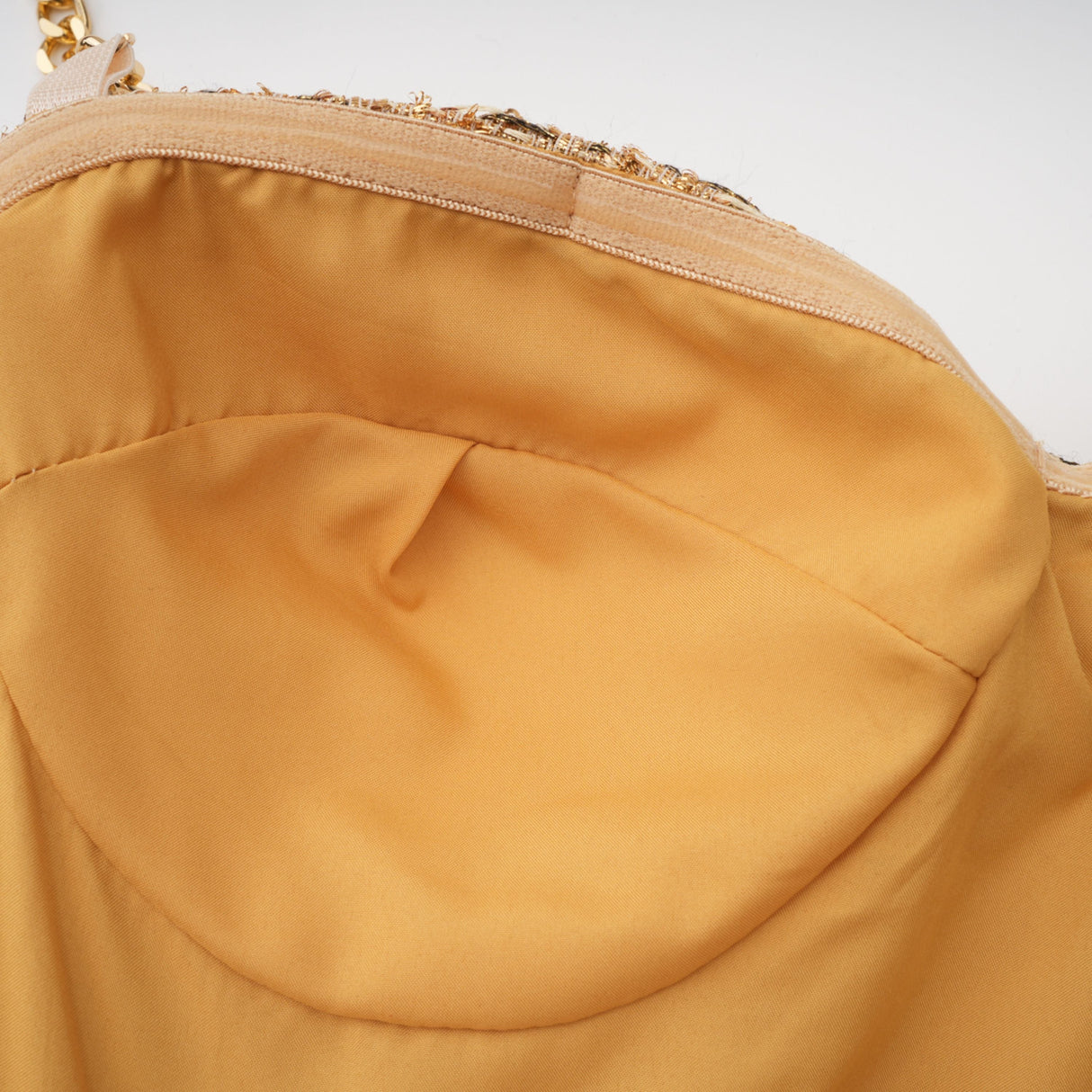 Aurohaya Arna Gold Sweetheart Neckline Tweed Mini Dress