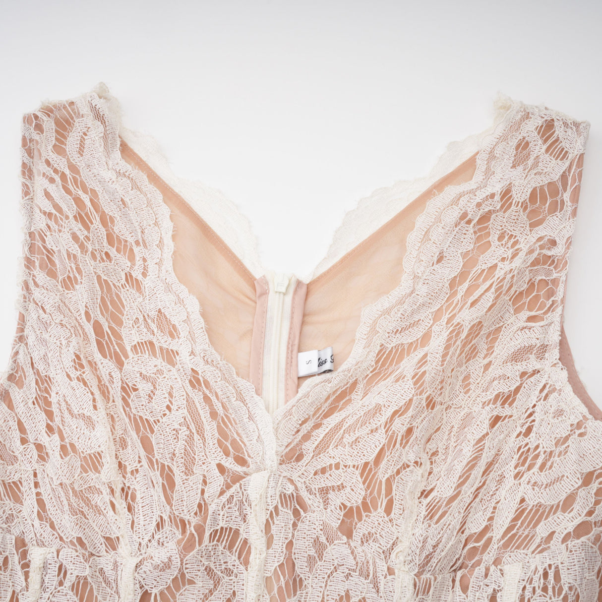 Aurohaya Alaia White Cape Design Floral Lace Midi Dress