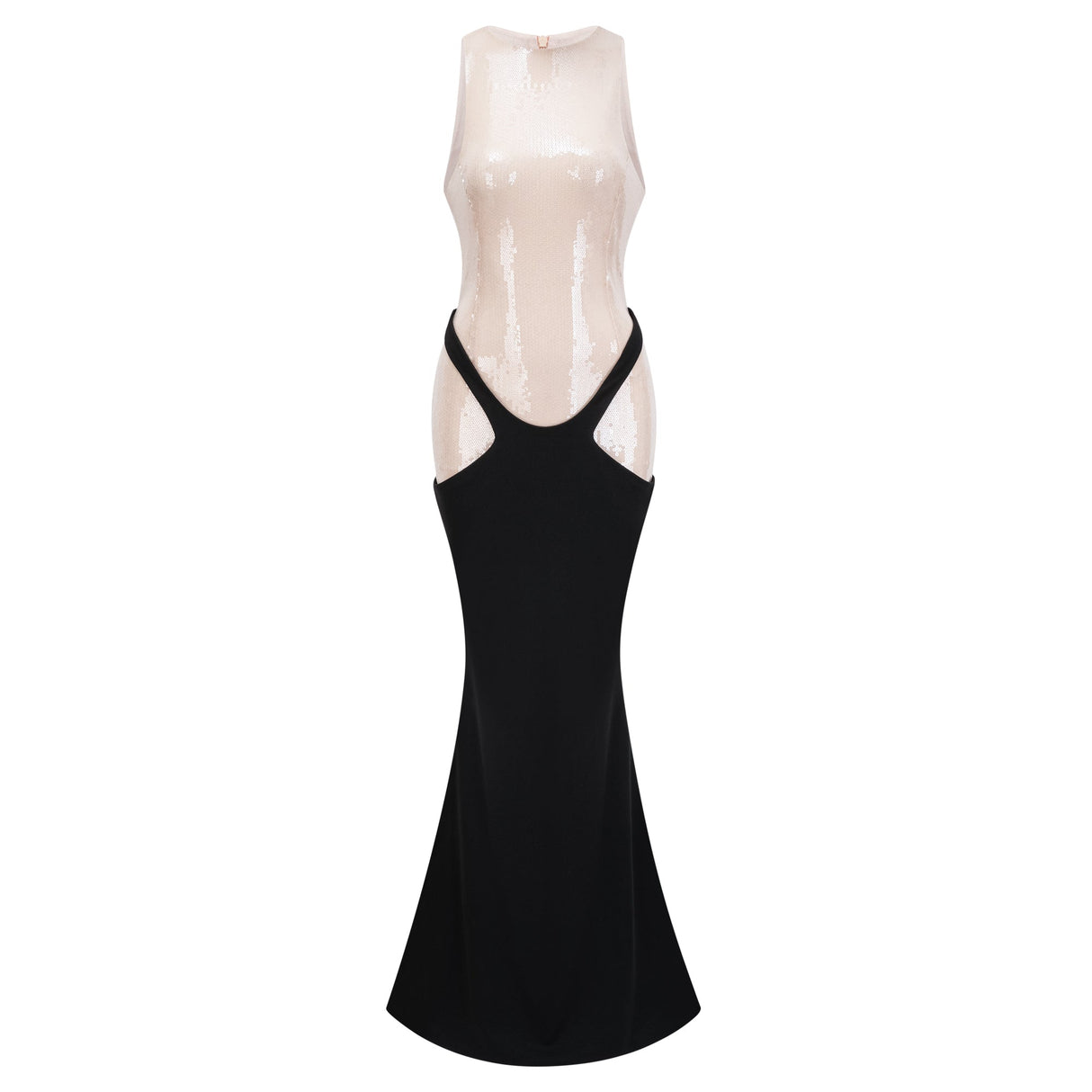 Aurohaya Uranie black panelled sequined corset maxi dress