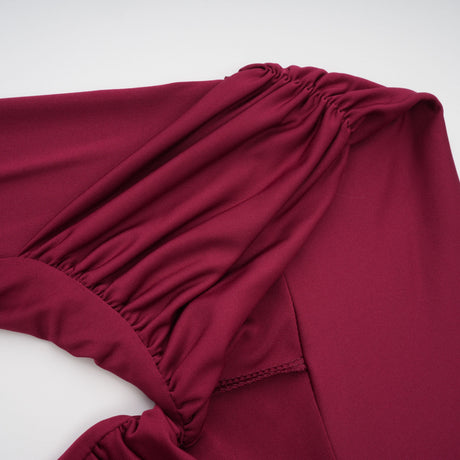 Aurohaya Anastasia Burgundy One Shoulder Gathered Maxi Dress