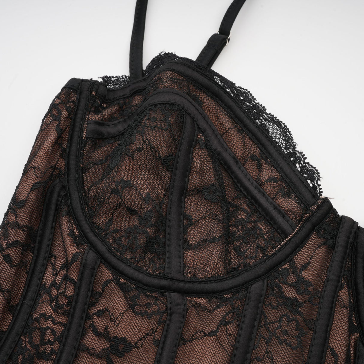 Aurohaya Louise black floral-lace vest & dress matching set