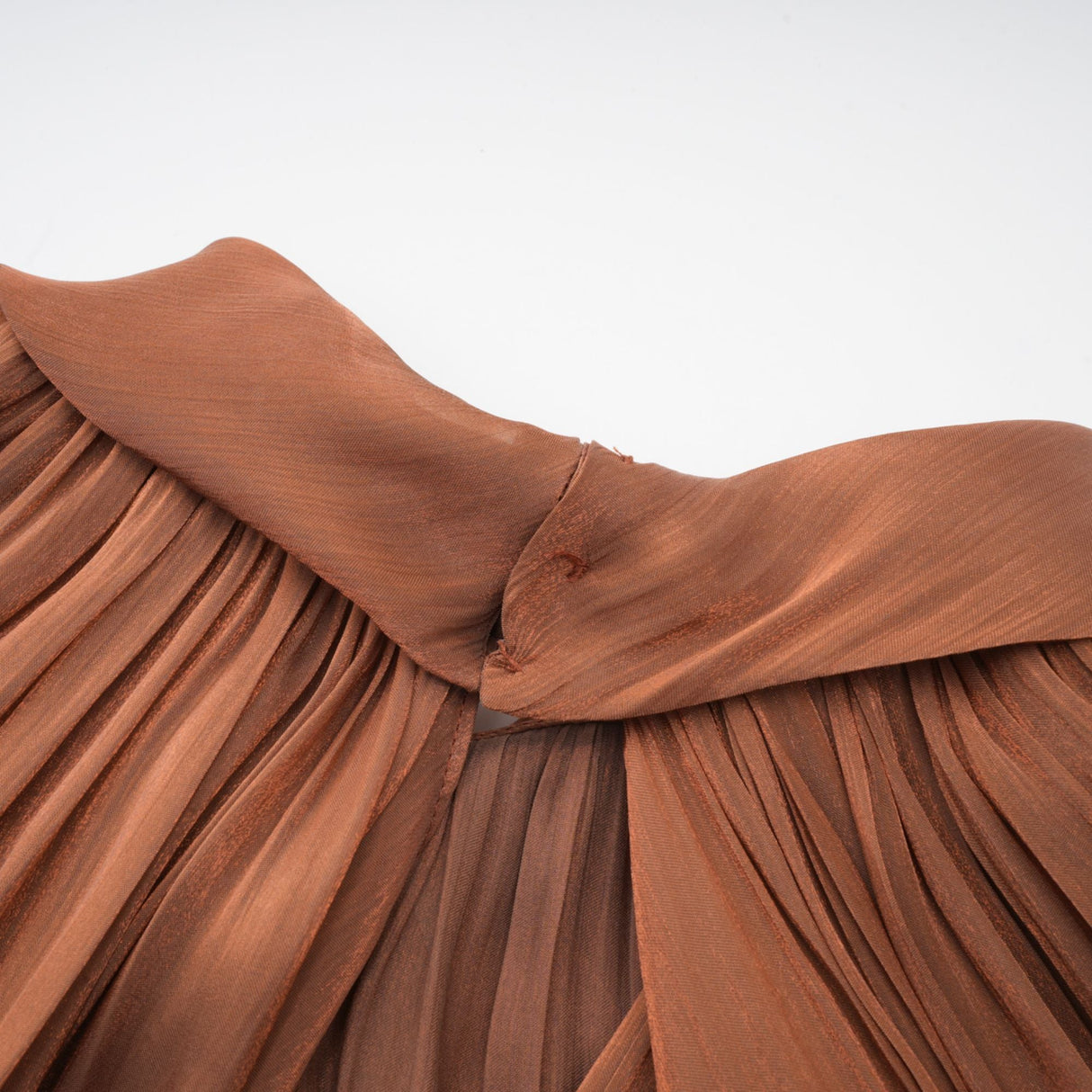 Aurohaya Mila Brown Pleated Satin Maxi Dress