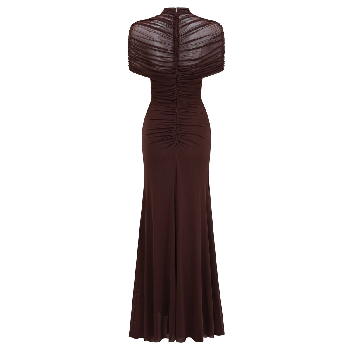 Aurohaya Bruna Cut-Out Ruched Mesh Maxi Dress
