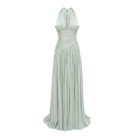 Aurohaya Verdelune Mint Green Gathered Maxi Dress Green