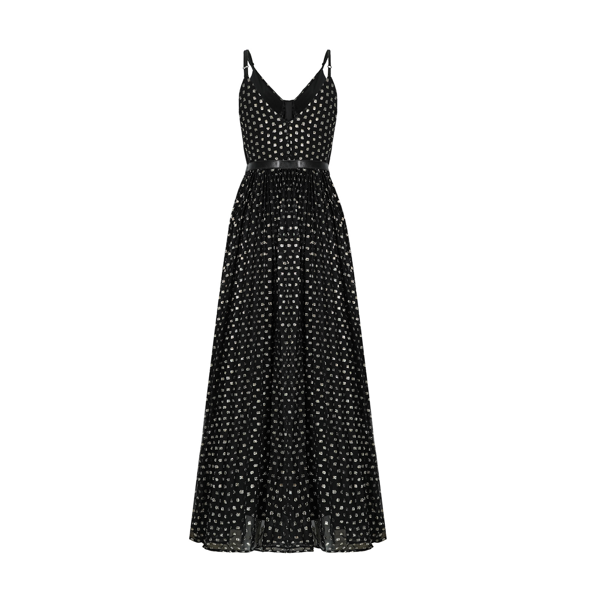 Aurohaya Aloïse Black Polka Dot Pleated Midi Dress