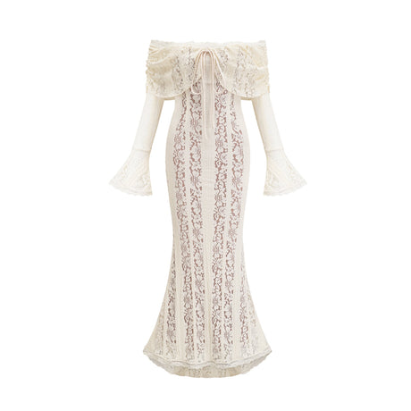 Sirène Off Shoulder Lace Maxi Dress