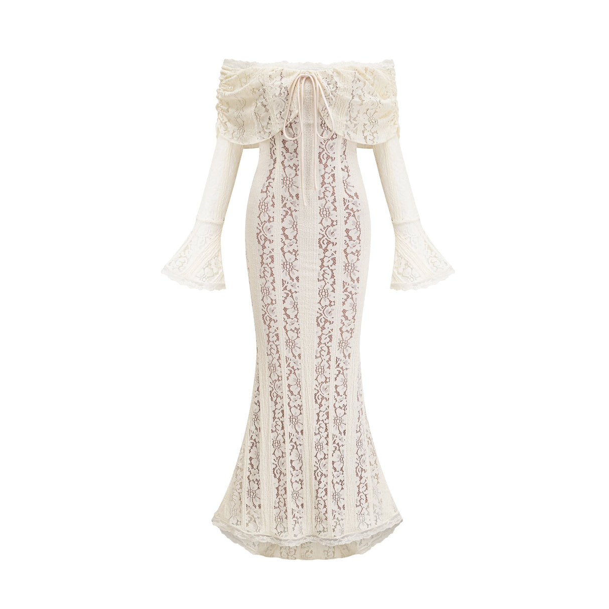 Sirène Off Shoulder Lace Maxi Dress