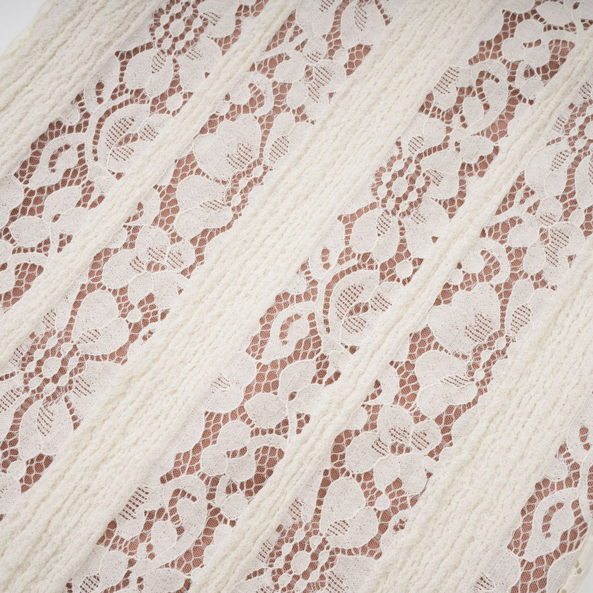 Aurohaya Émeline floral lace train-design maxi dress in Neutrals