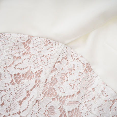 Aurohaya Marzia White Ribbon Detail Floral Lace Maxi Dress
