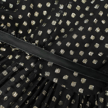 Aurohaya Aloïse Black Polka Dot Pleated Midi Dress