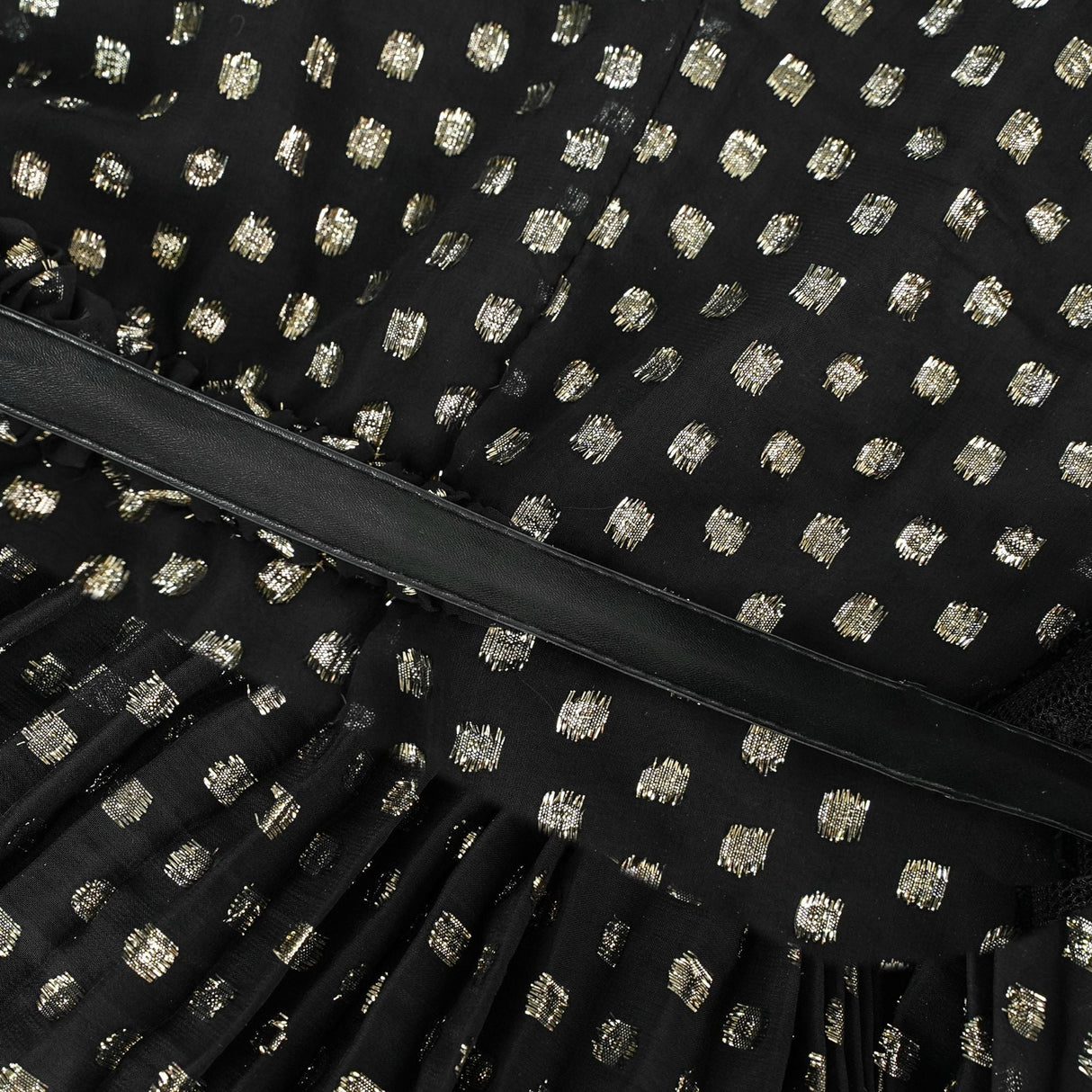 Aurohaya Aloïse Black Polka Dot Pleated Midi Dress