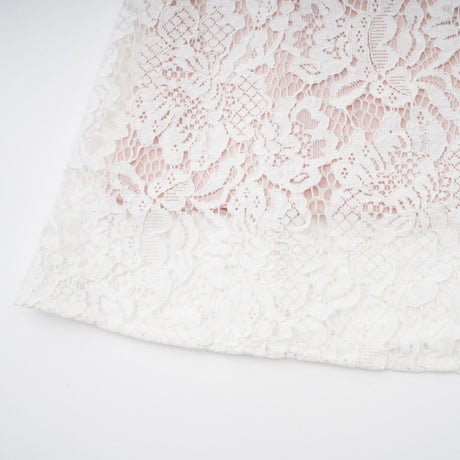 Aurohaya Marzia White Ribbon Detail Floral Lace Maxi Dress