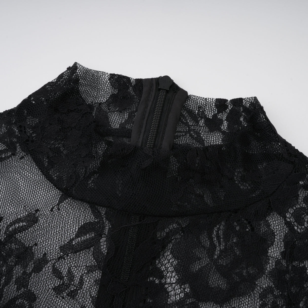Aurohaya Roxane black floral-lace ruffled maxi dress