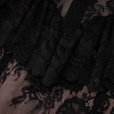 Aurohaya Roxane black floral-lace ruffled maxi dress