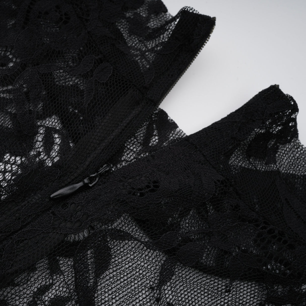 Aurohaya Roxane black floral-lace ruffled maxi dress