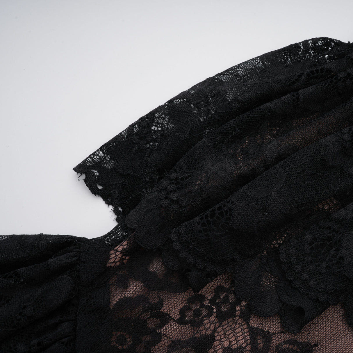 Aurohaya Roxane black floral-lace ruffled maxi dress
