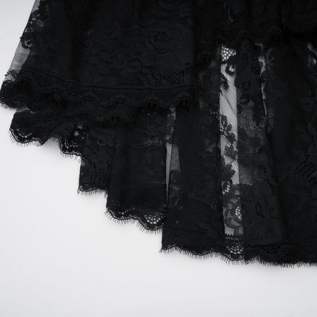 Aurohaya Roxane black floral-lace ruffled maxi dress