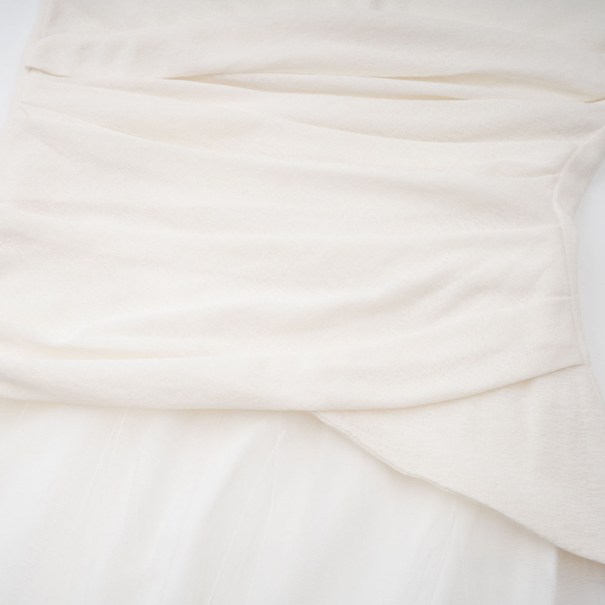 Aurohaya Lark White Tulle Panel Knit Midi Dress