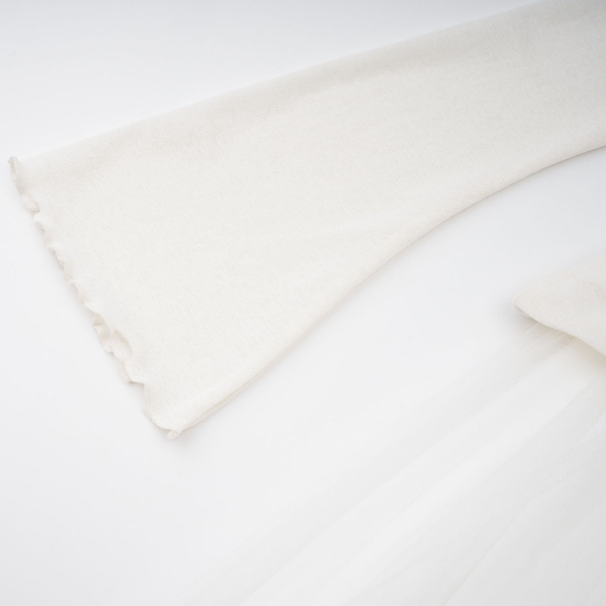 Aurohaya Lark White Tulle Panel Knit Midi Dress