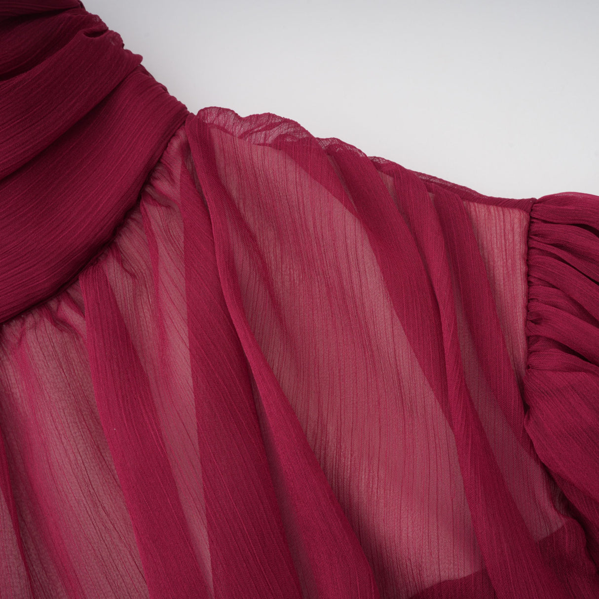 Aurohaya Éléna Burgundy Asymmetrical Ruffled Tulle Mini Dress