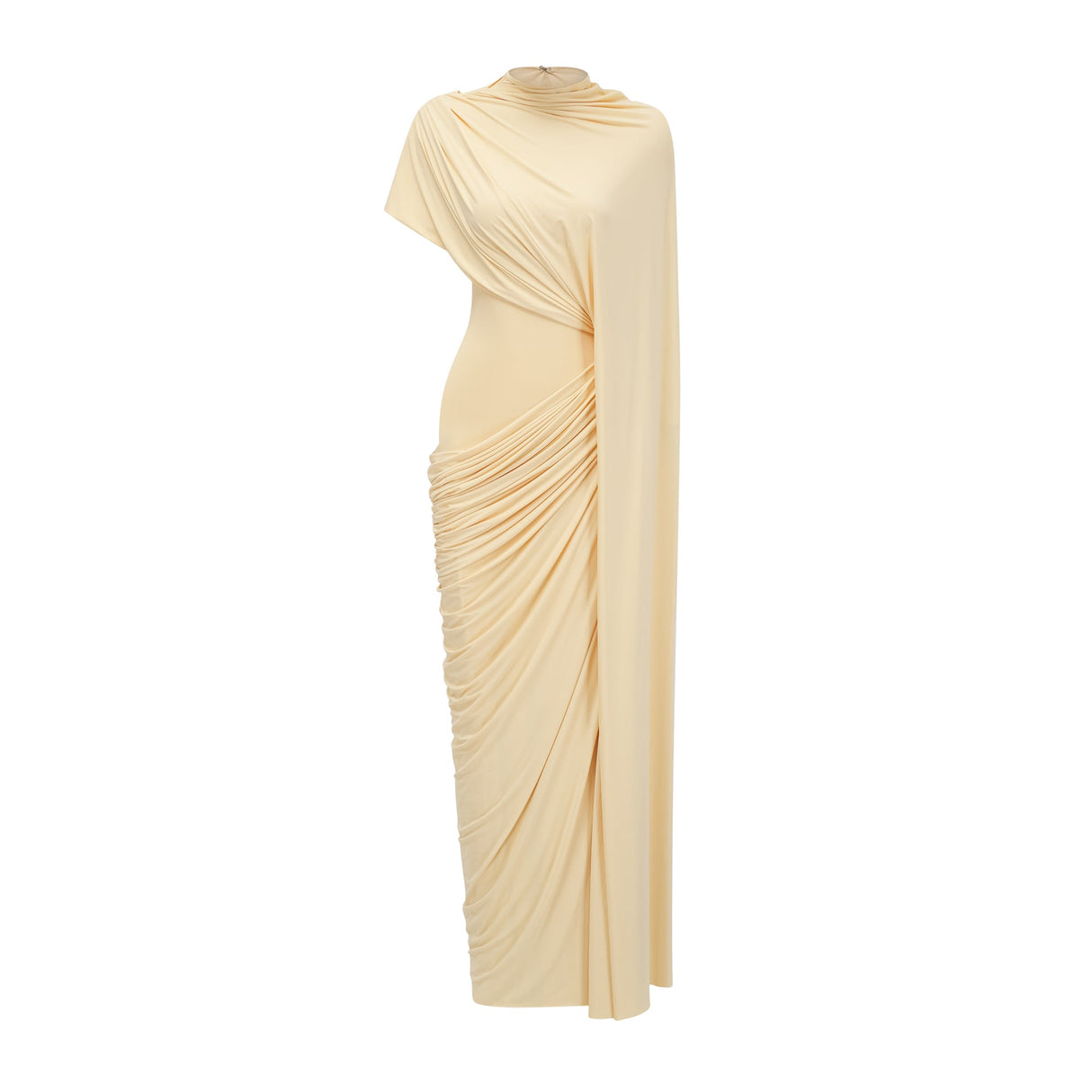 Aurohaya Fenella Yellow Asymmetrical Draped Cape & Dress Matching Set