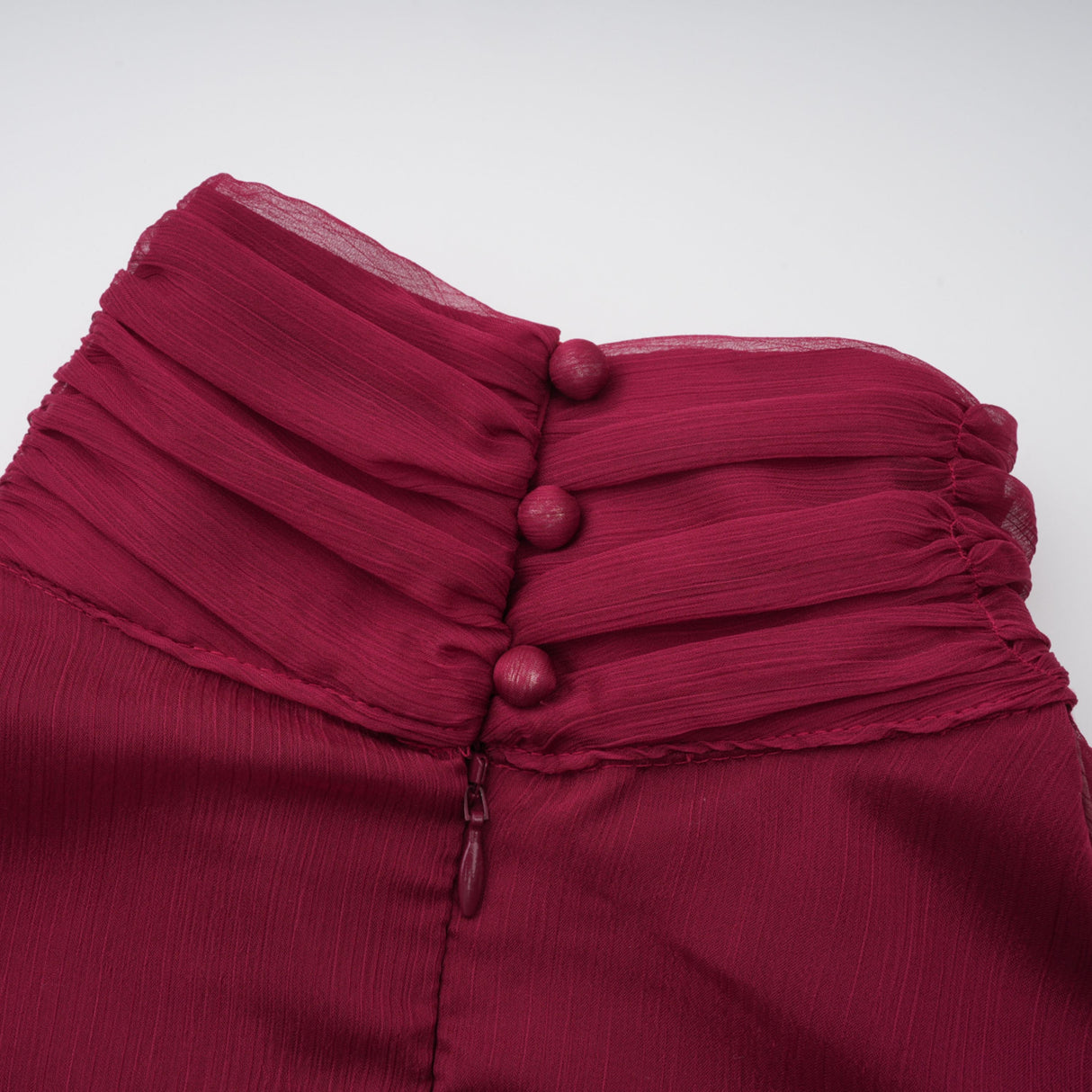 Aurohaya Éléna Burgundy Asymmetrical Ruffled Tulle Mini Dress