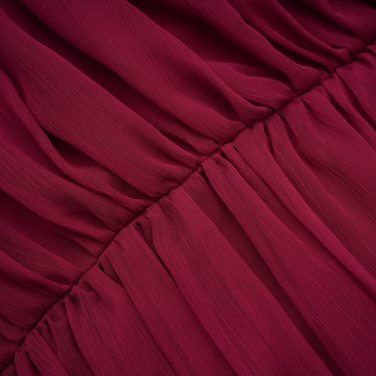 Aurohaya Éléna Burgundy Asymmetrical Ruffled Tulle Mini Dress
