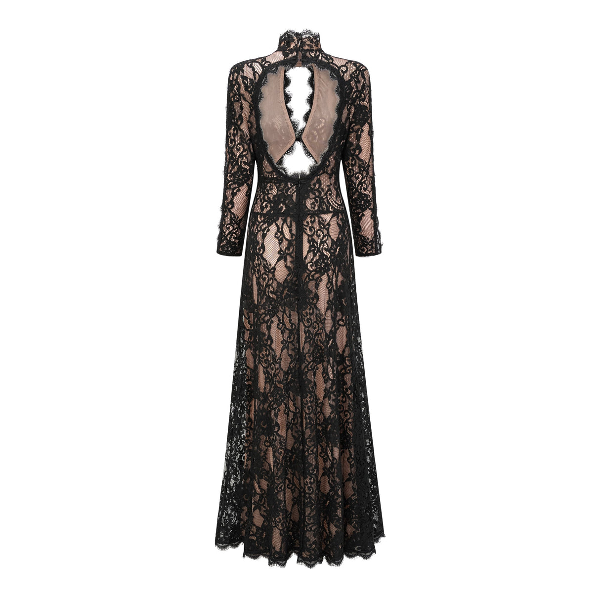 Aurohaya Kenza Black Cut Out Floral Lace Maxi Dress