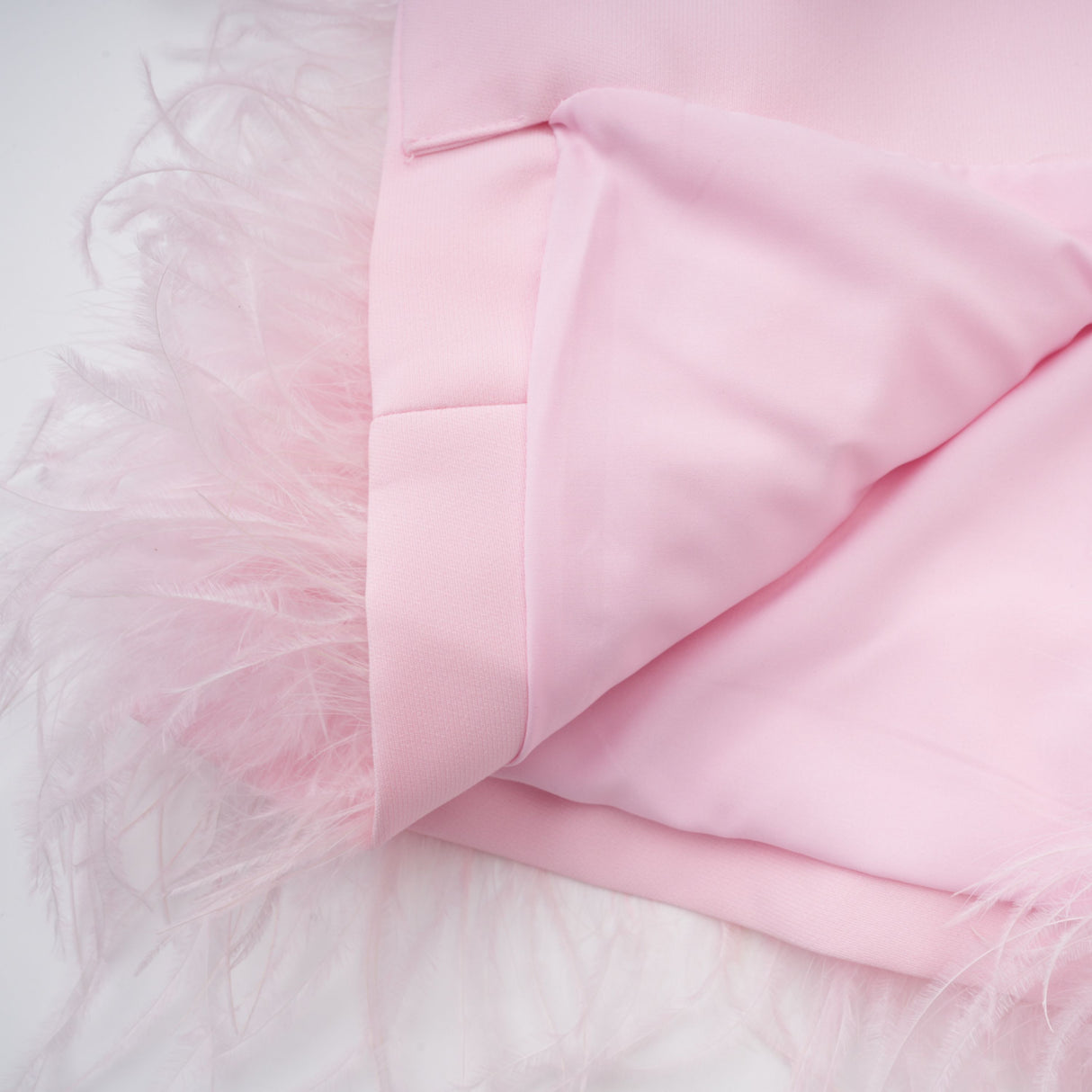 Aurohaya Freja Pink Feather Trim Mini Blazer Dress