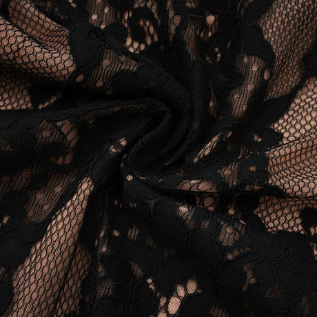 Aurohaya Kenza Black Cut Out Floral Lace Maxi Dress