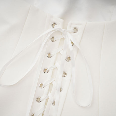 Aurohaya Mélanie White Corset Dress & Mesh Skirt Set