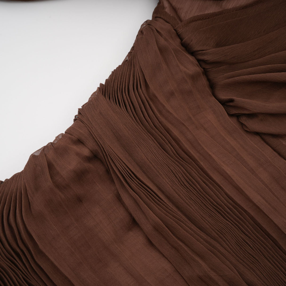 Aurohaya Jade Brown Ruched Tulle Mini Dress