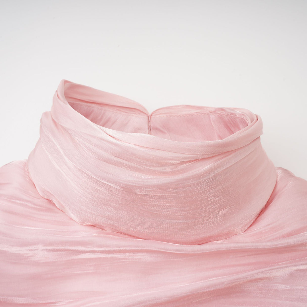 Aurohaya Sarolta Pink Glossy Ruched Maxi Dress