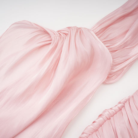 Aurohaya Sarolta Pink Glossy Ruched Maxi Dress