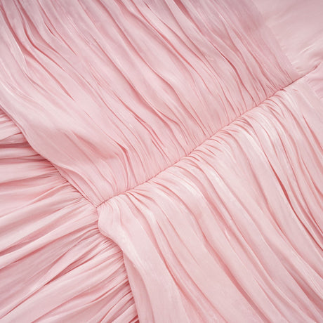 Aurohaya Sarolta Pink Glossy Ruched Maxi Dress