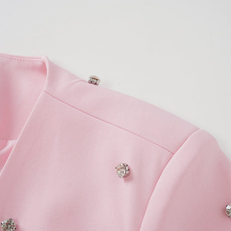 Aurohaya Valéria Pink Crystal Embellished Jacket & Dress Set