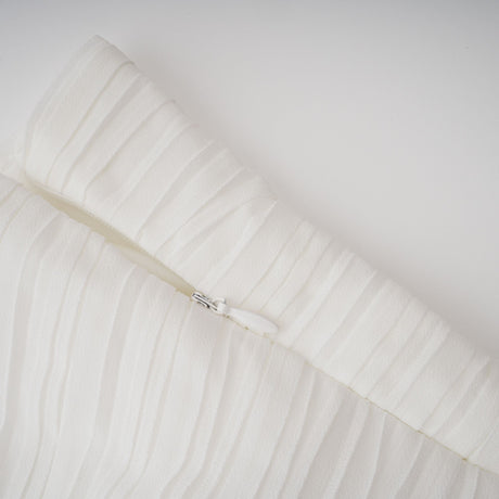 Aurohaya Doux White Ruffled Trim Pleated Midi Dress