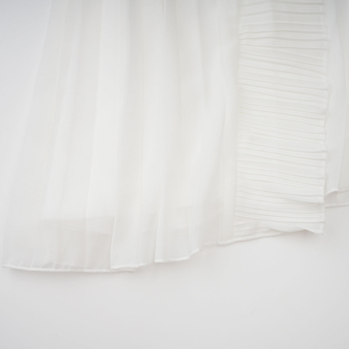 Aurohaya Doux White Ruffled Trim Pleated Midi Dress