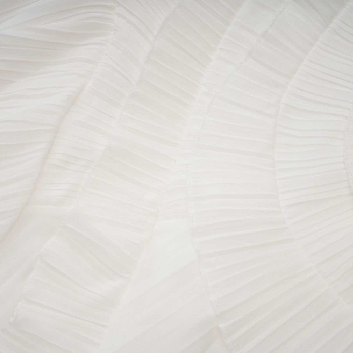 Aurohaya Doux White Ruffled Trim Pleated Midi Dress