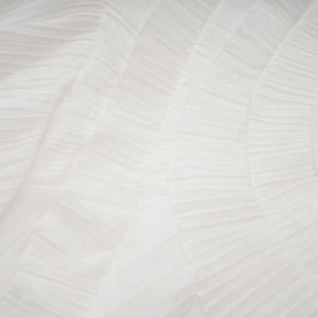 Aurohaya Doux White Ruffled Trim Pleated Midi Dress