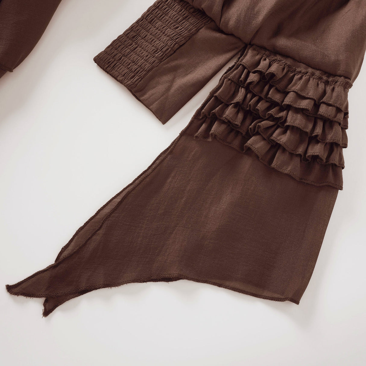 Aurohaya Annabelle Brown Cutout Ruffled Mini Dress