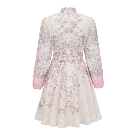 Aurohaya Fabienne Neutral Floral Print Mini Dress
