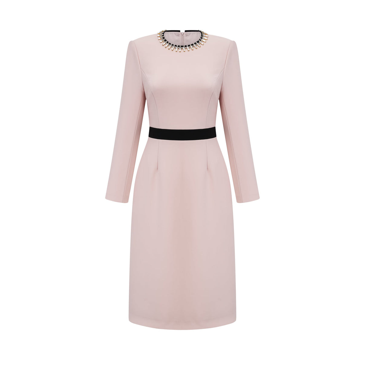 Aurohaya Anaïs pink crystal color-blocked midi dress