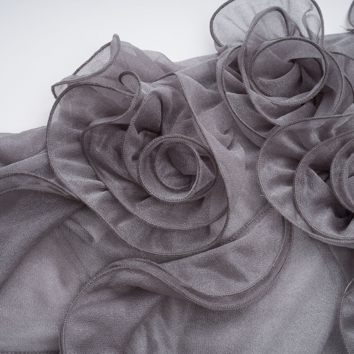 Aurohaya Hannabella Grey Asymmetrical Ruffled Floral Mini Dress